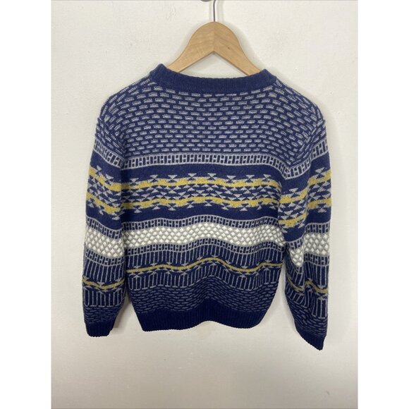 Lorenzo Magni Woman M Wool Blend Blue Pullover Knit Sweater Italy Textured - Picture 5 of 8